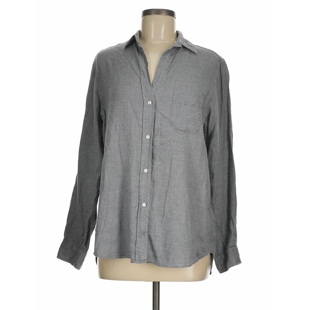 Grayson Hero Womens 04 Grey Button Up Long Sleeve Shirt Solid Casual